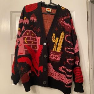 FARM Rio black tropical magic sweater cardigan S